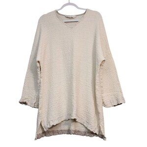 100% Linen Sweater Small Medium Oversized Relaxed Lagenlook Beach Boho Woven